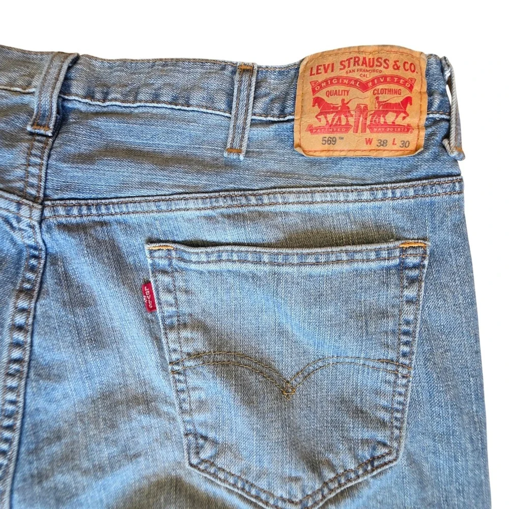 Levi's 569 Loose Straight Jeans 39x28 Light Wash Men's Relaxed Fit